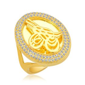 Gumush T6112 Gümüş Gold Tuğralı Kadın Yüzük