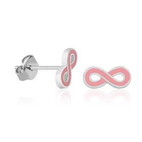 Gumush T6209 PB Pembe Sonsuzluk Çivili Gümüş Küpe