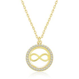 Gumush T6226 Gold Minik Sonsuzluk Bayan Gümüş Kolye