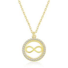 Gumush T6226 Gold Minik Sonsuzluk Bayan Gümüş Kolye