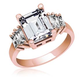 Gumush T6250 Gümüş Rose Baget Taşlı Kadın Yüzük