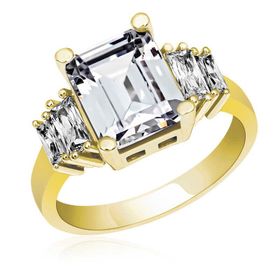Gumush T6251 Gümüş Gold Baget Taşlı Kadın Yüzük