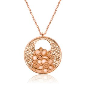 Gumush T6258 Gümüş Rose Yaşam Çiçeği Kolye