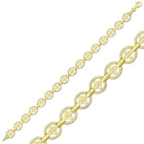 Gumush T6375 Gold Yuvarlak Su Yolu Bayan Gümüş Bileklik