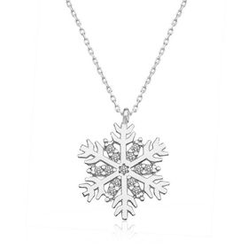 Gumush T6389 Rose Rodyum Kar Tanesi Bayan Gümüş Kolye