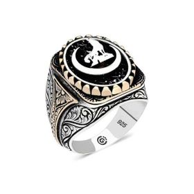 Gumush T6397 Hilal Bozkurt Oval Erkek Gümüş Yüzük