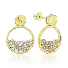 Gumush T6400 PB Gold Çiğ Damlası Bayan Gümüş Küpe