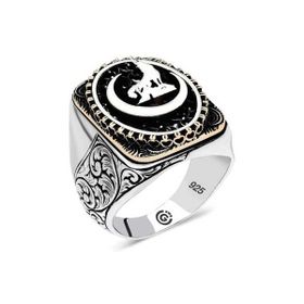 Gumush T6426 Hilal Bozkurt Oval Erkek Gümüş Yüzük