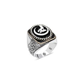 Gumush T6426 Hilal Bozkurt Oval Erkek Gümüş Yüzük