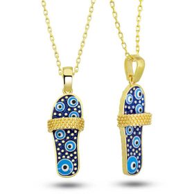 Gumush T6439 Gold şerit Terlik Kadın Gümüş Kolye