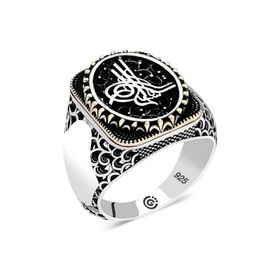 Gumush T6449 Tuğra Oval Erkek Gümüş Yüzük