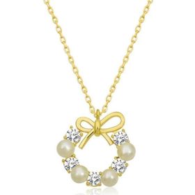 Gumush T6459 Gümüş Gold İnci Kurdele Kadın Kolye