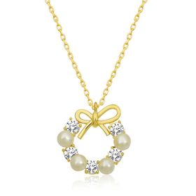 Gumush T6459 Gümüş Gold İnci Kurdele Kadın Kolye