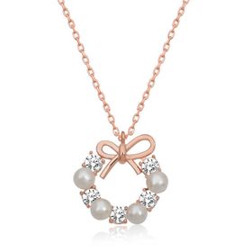 Gumush T6462 Rose İnci Kurdele Kadın Gümüş Kolye