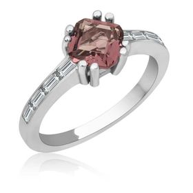 Gumush T6540 Gümüş Pembe Baget Tek Taş Kadın Yüzük