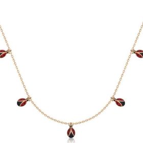 Gumush T6566 Rose Uğur Böceği Şans Kadın Gümüş Kolye
