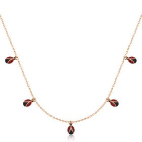 Gumush T6566 Rose Uğur Böceği Şans Kadın Gümüş Kolye