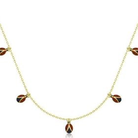 Gumush T6567 Gold Uğur Böceği Şans Kadın Gümüş Kolye