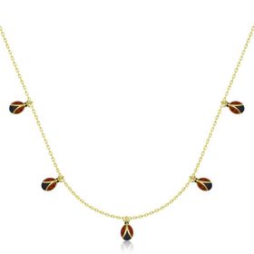 Gumush T6567 Gold Uğur Böceği Şans Kadın Gümüş Kolye