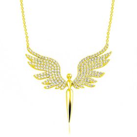 Gumush T6576 Gold Mikail Meleği Kadın Gümüş Kolye