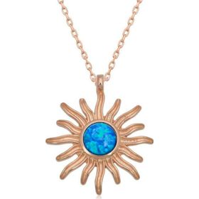 Gumush T6583 ​Rose Mavi Opal Taşlı Güneş Kadın Gümüş Kolye