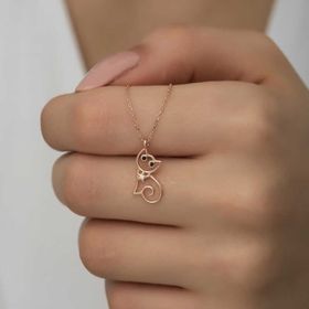 Gumush T6585 Rose Kedi Kadın Gümüş Kolye