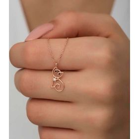 Gumush T6585 Rose Kedi Kadın Gümüş Kolye