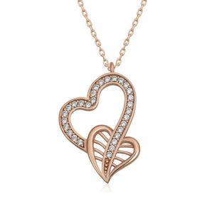 Gumush T6603 Rose Birleşmiş Kalpler Kadın Gümüş Kolye