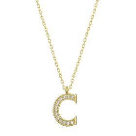 Gumush T6608 Gold C Harfi Gümüş Kadın Kolye