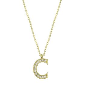 Gumush T6608 Gold C Harfi Gümüş Kadın Kolye