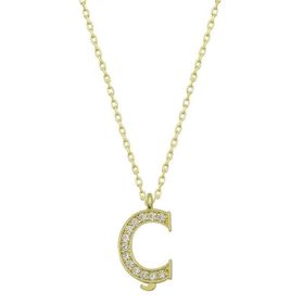 Gumush T6608 Gold C Harfi Gümüş Kadın Kolye