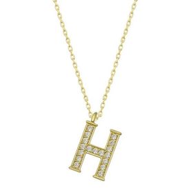 Gumush T6614 Gold H Harfi Kadın Gümüş Kolye
