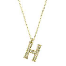 Gumush T6614 Gold H Harfi Kadın Gümüş Kolye