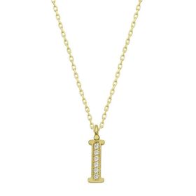 Gumush T6616 Gold İ Harfi Kadın Gümüş Kolye