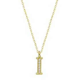 Gumush T6616 Gold İ Harfi Kadın Gümüş Kolye