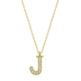 Gumush T6617 Gold J Harfi Kadın Gümüş Kolye