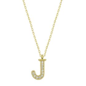 Gumush T6617 Gold J Harfi Kadın Gümüş Kolye