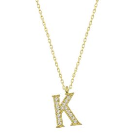 Gumush T6618 Gold K Harfi Kadın Gümüş Kolye