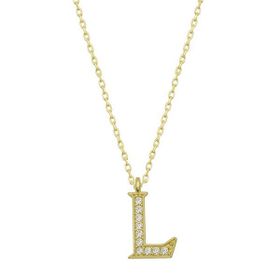 Gumush T6619 Gold L Harfi Kadın Gümüş Kolye