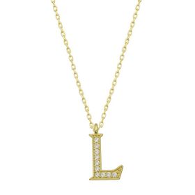 Gumush T6619 Gold L Harfi Kadın Gümüş Kolye