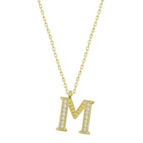 Gumush T6620 Gold M Harfi Kadın Gümüş Kolye