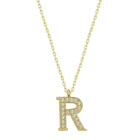 Gumush T6625 Gold R Harfi Kadın Gümüş Kolye