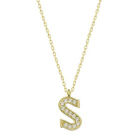 Gumush T6626 Gold S Harfi Kadın Gümüş Kolye