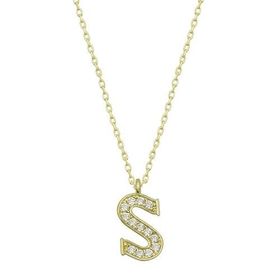 Gumush T6626 Gold S Harfi Kadın Gümüş Kolye