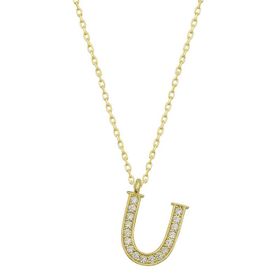 Gumush T6629 Gold U Harfi Kadın Gümüş Kolye