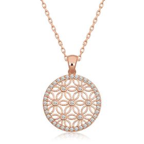 Gumush T6638 Rose Beyaz Taşlı Yaşam Çiçeği Kadın Gümüş Kolye