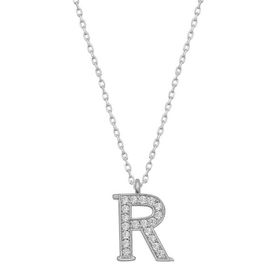 Gumush T6695 Rodyum R Harfi Kadın Gümüş Kolye