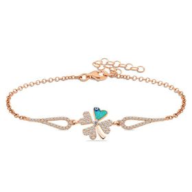 Gumush T6707 Rose Nazarlı Yonca Kadın Gümüş Bileklik