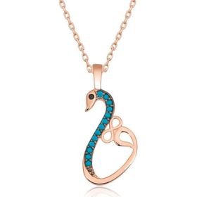 Gumush T6713 Rose Sonsuzluk Kuğu Kadın Gümüş Kolye