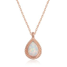 Gumush T6714 Gümüş Damla Beyaz Opal Taşlı Kadın Kolye